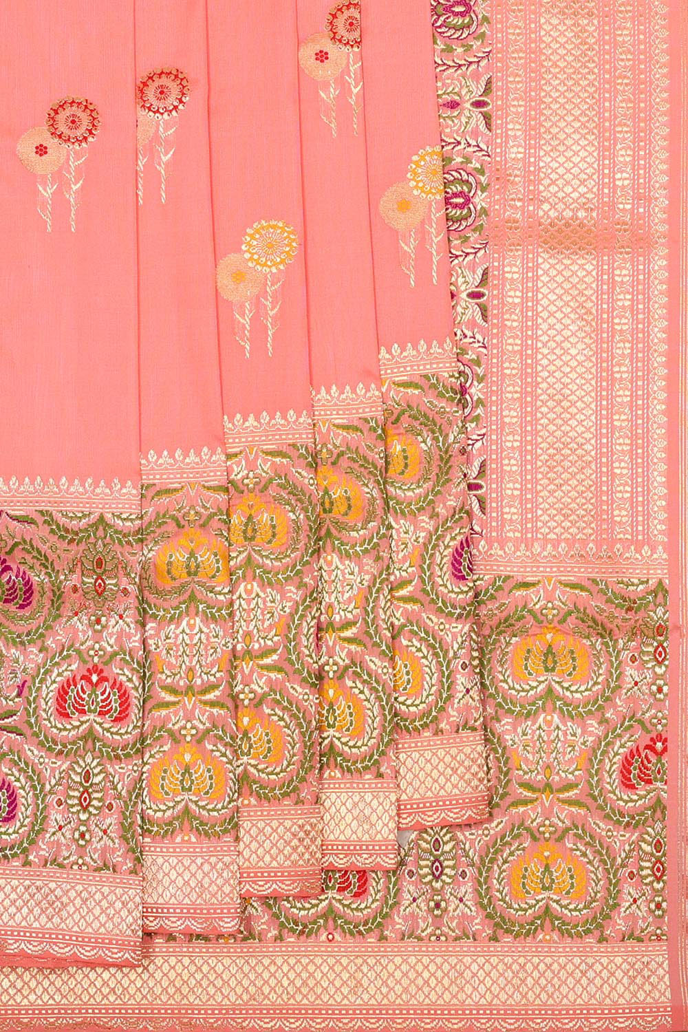 Image of Banarasi Silk Peach Saree